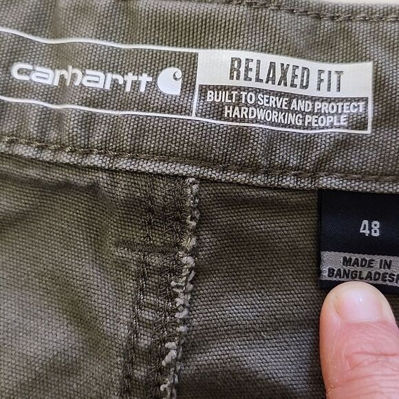 CARHARTT Men's Rugged Flex Relaxed Fit Canvas Work Shorts Faded Gray Cotton - Picture 3 of 11